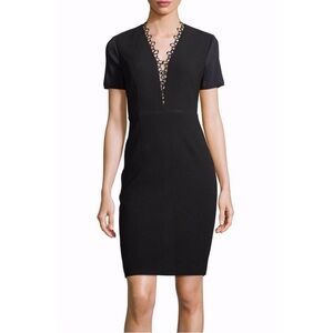 NWT Elie Tahari “Saylah” Short-Sleeve Lace-Trim Sheath Dress